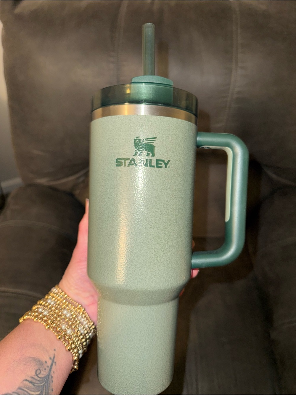 Stanley Sage Green Insulated Tumbler with Handle and Straw